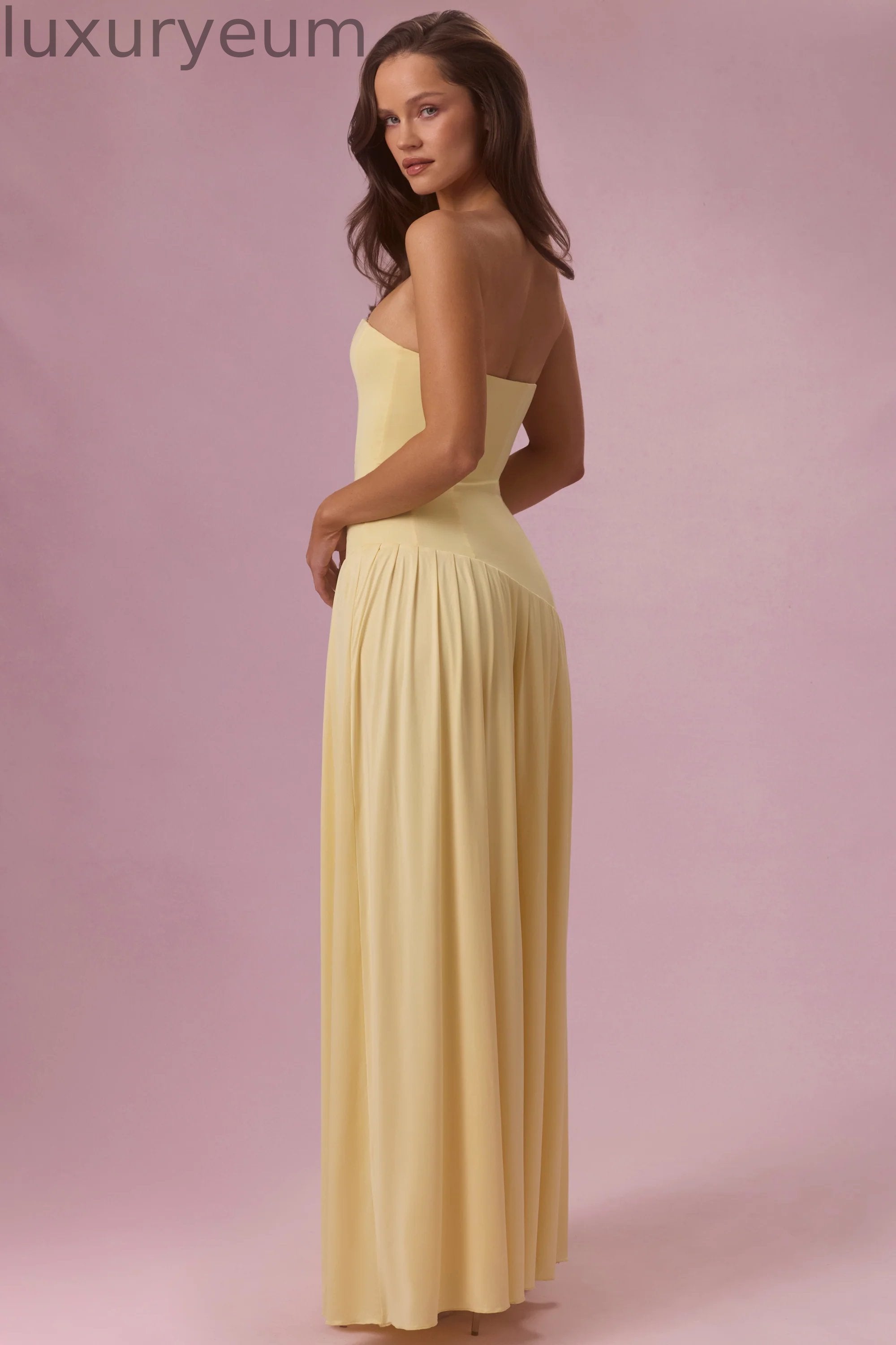 Jersey Strapless Gown in Butter