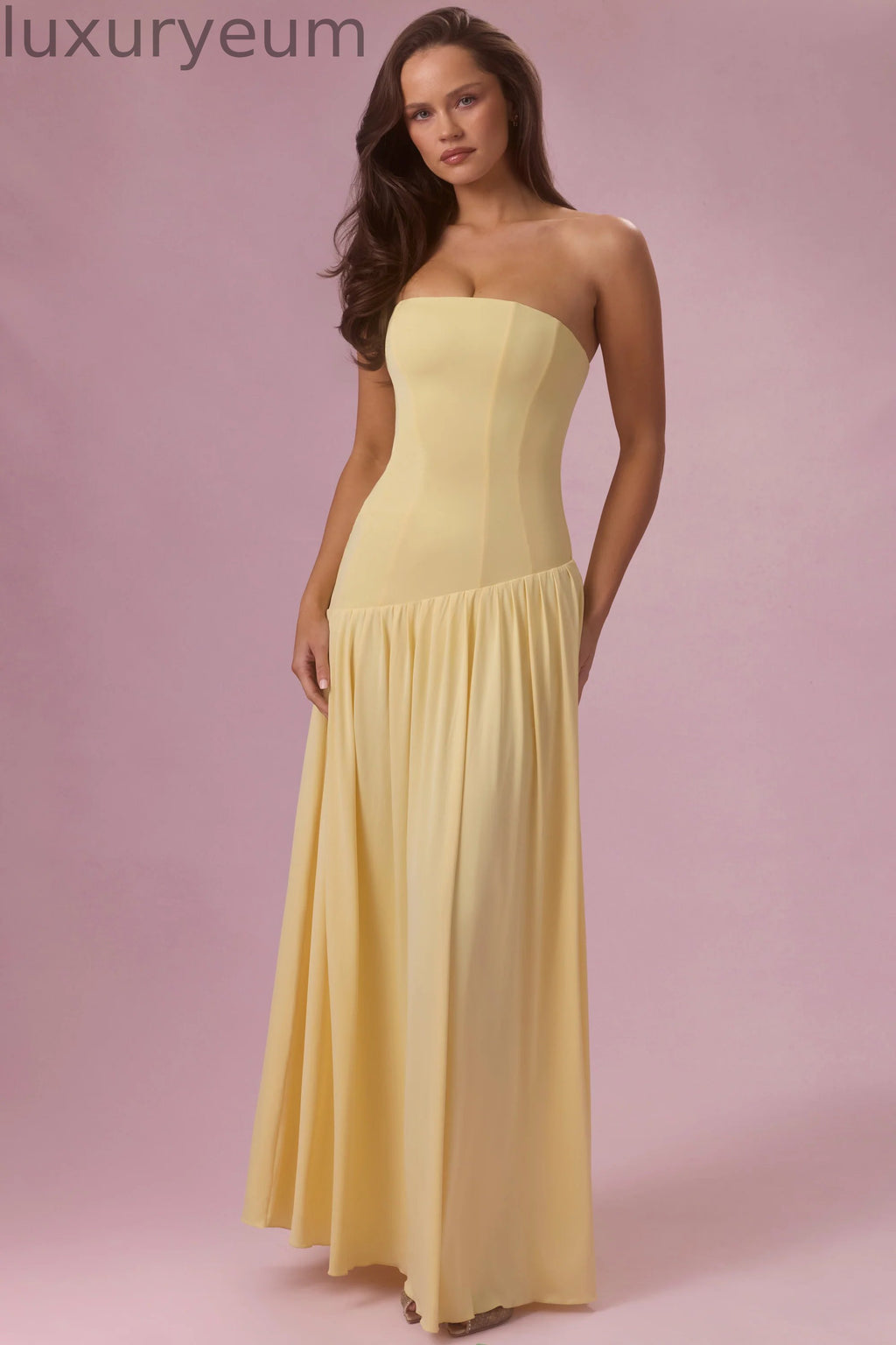 Jersey Strapless Gown in Butter