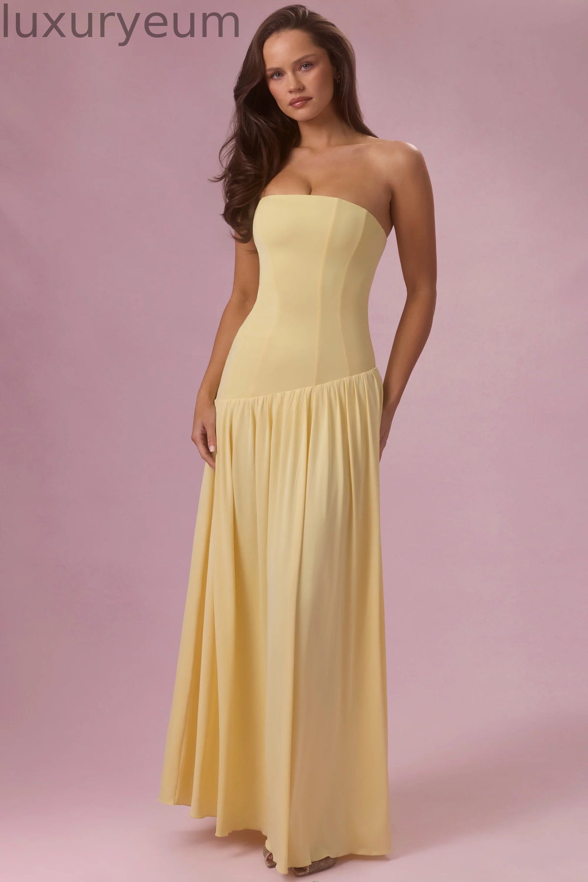 Jersey Strapless Gown in Butter
