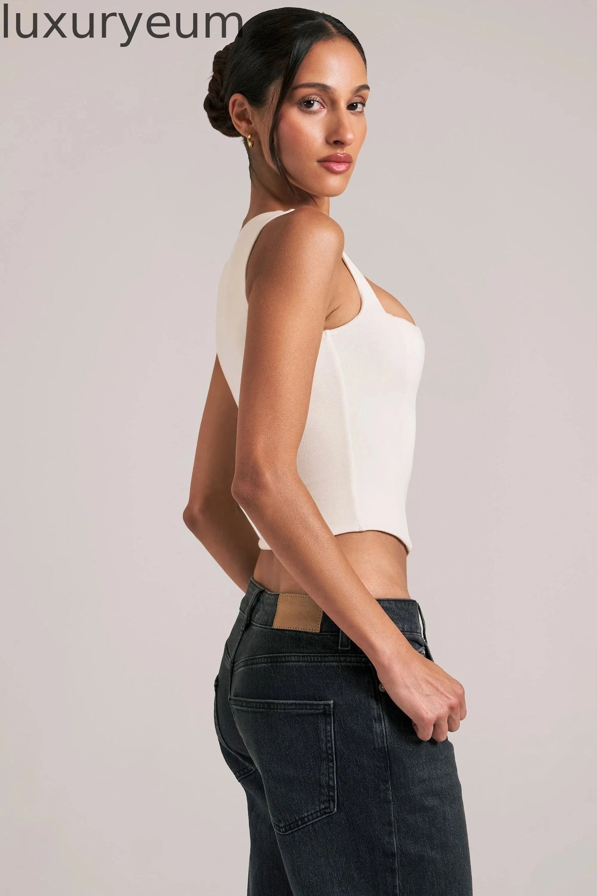 Modal Square-Neck Top in Ivory