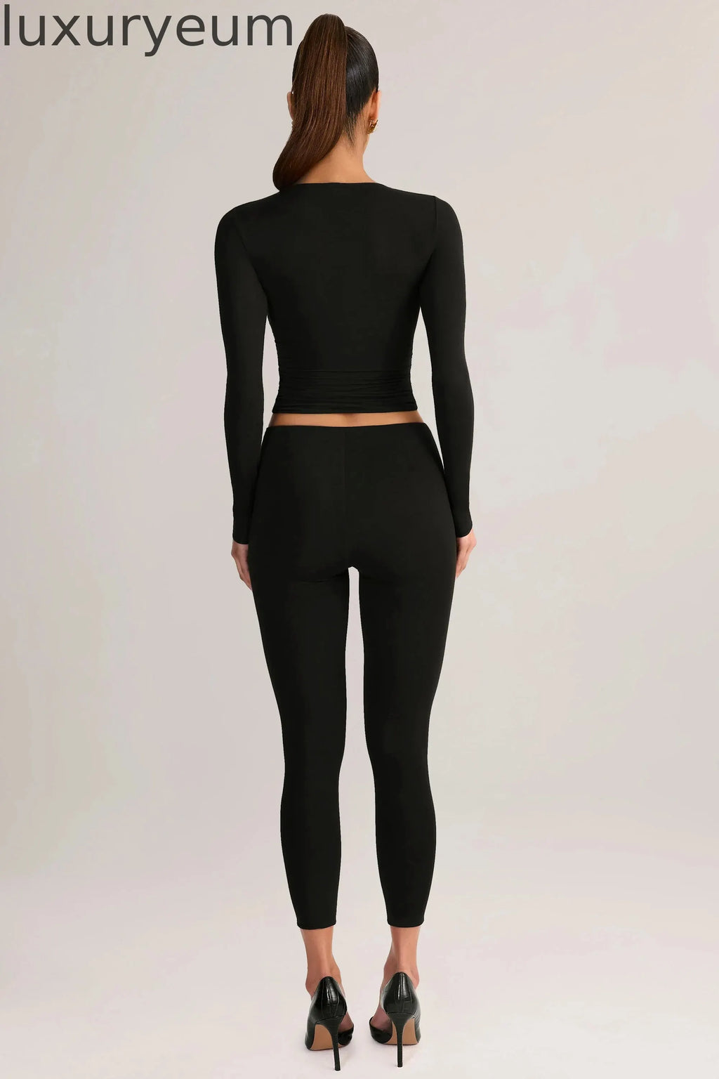Modal Mid-Rise Cropped Leggings in Black