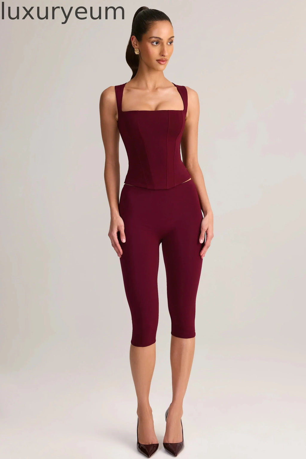 Modal Square-Neck Top in Wine