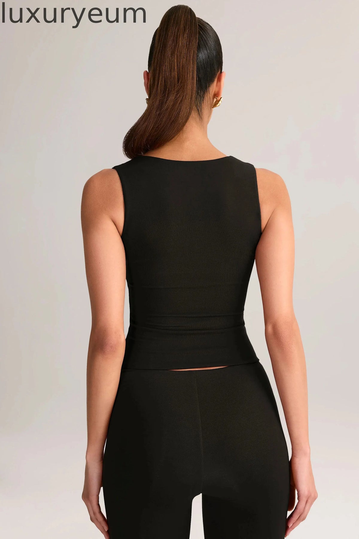 Modal Square-Neck Top in Black