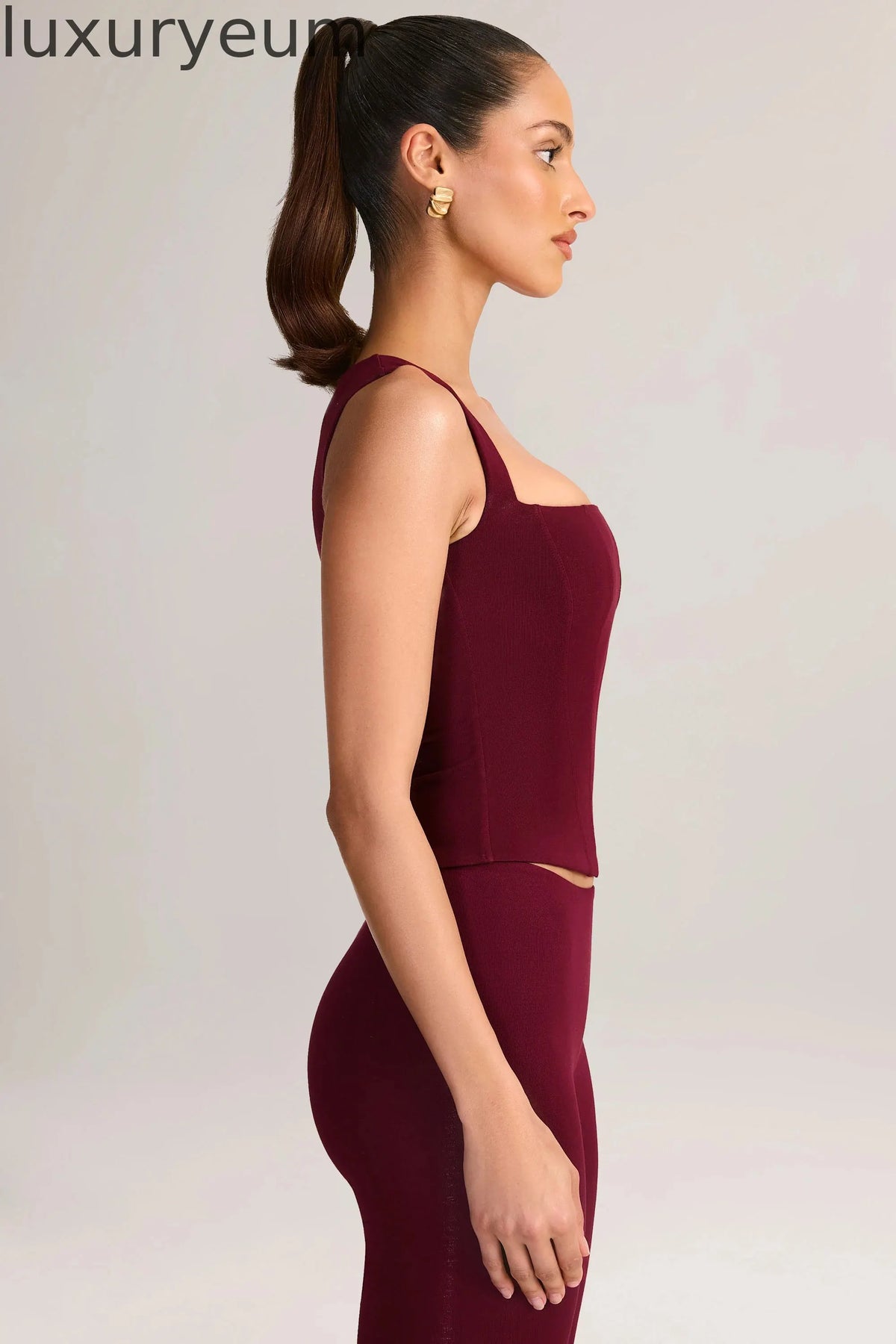 Modal Square-Neck Top in Wine