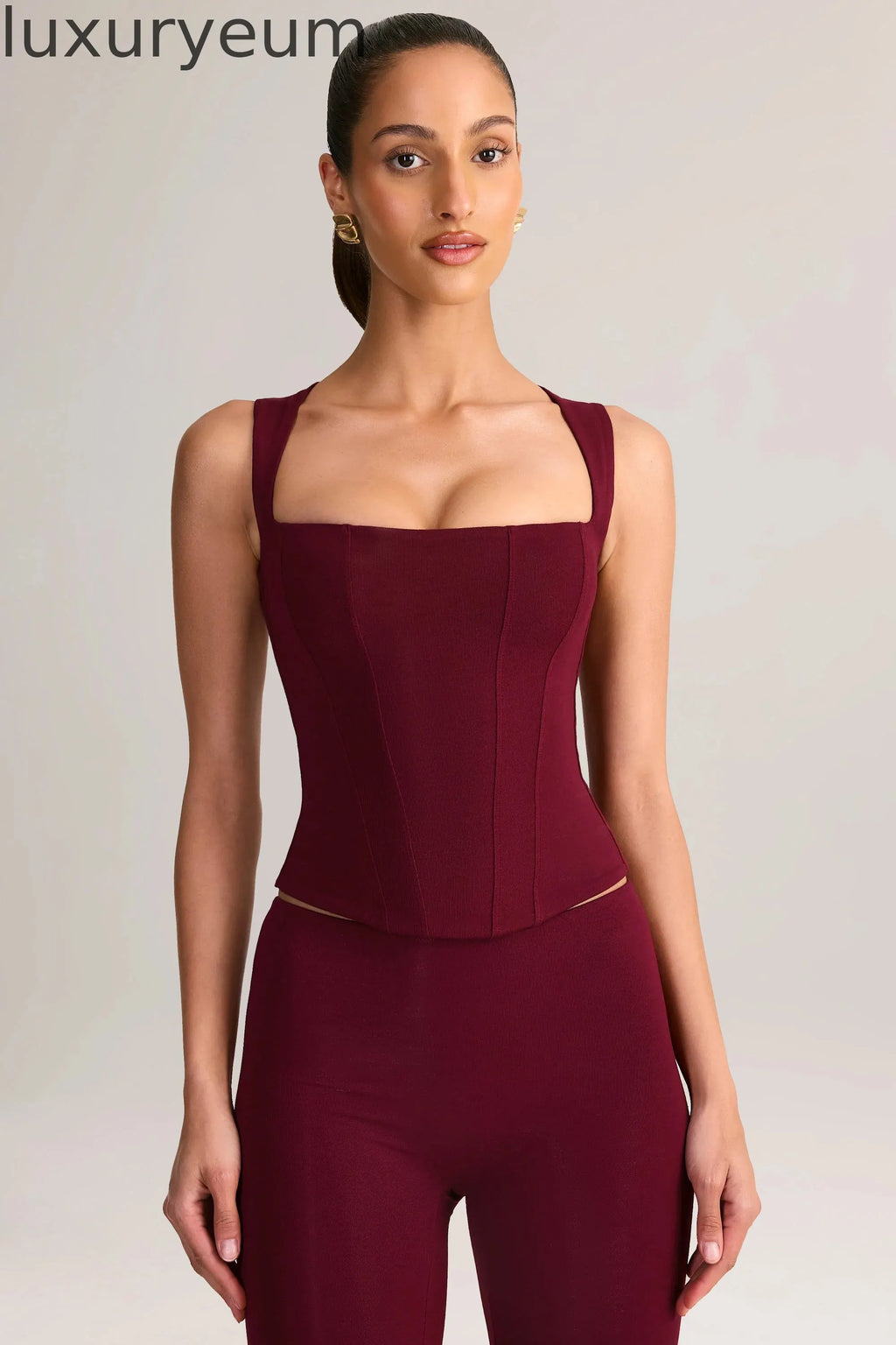 Modal Square-Neck Top in Wine