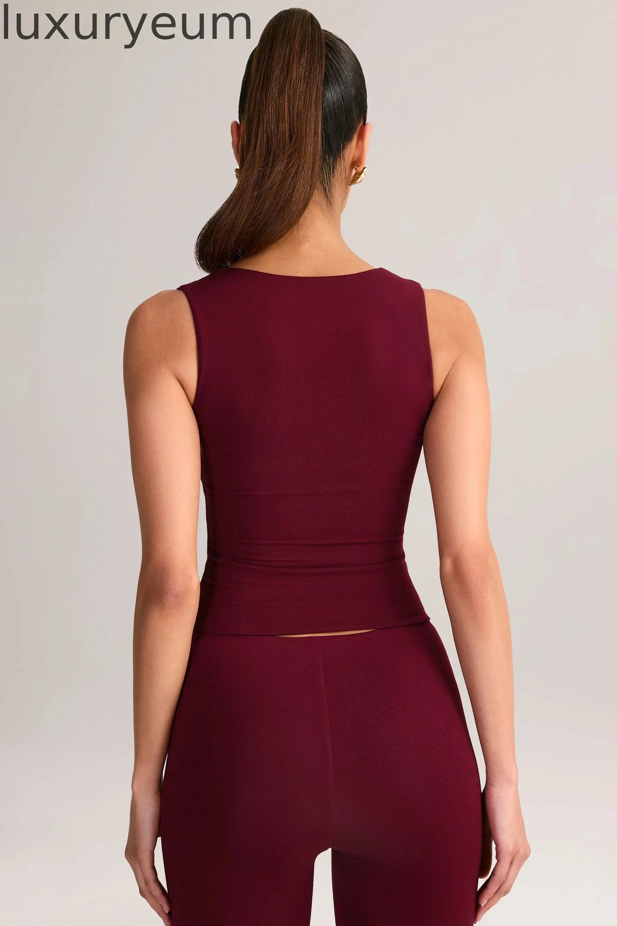 Modal Square-Neck Top in Wine